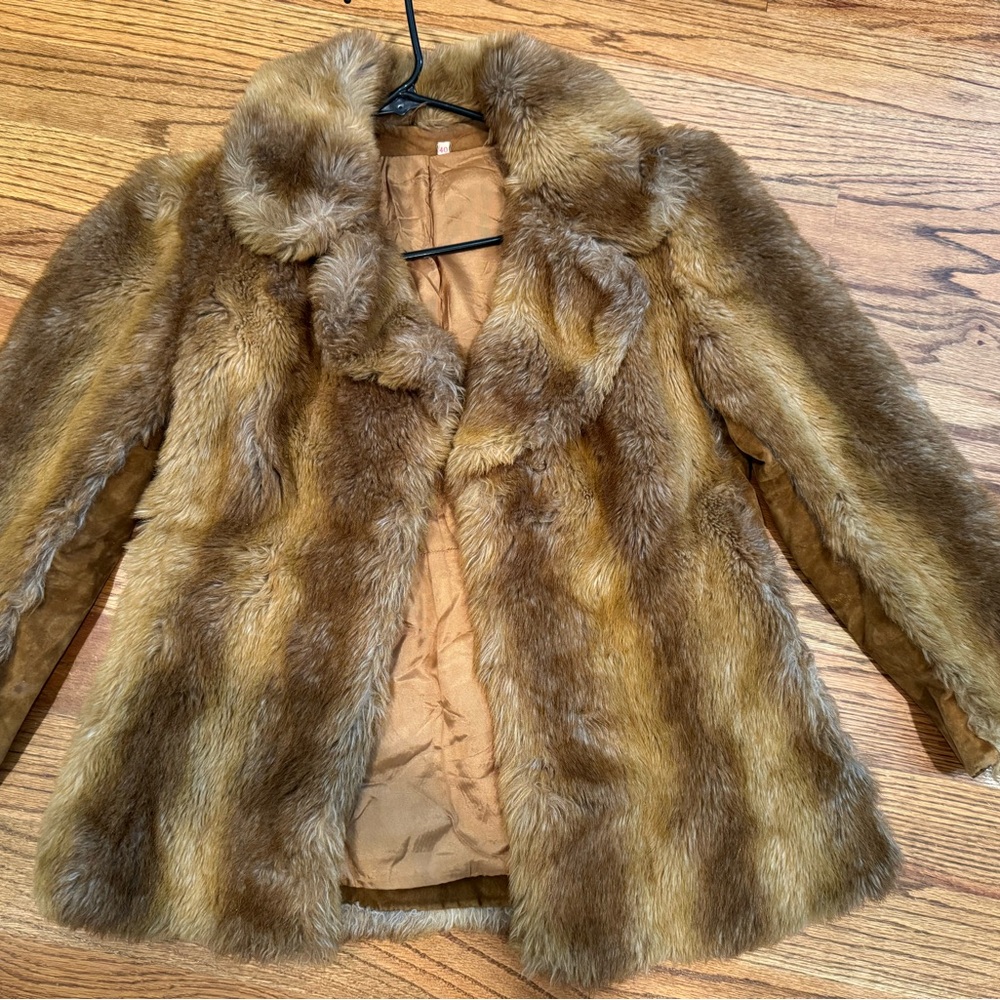 Vintage Brown Teddy Jacket Plush Faux Fur